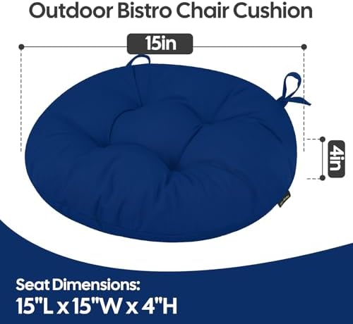 idee-home Outdoor Bistro Chair Cushions Set of 2, Round Seat Cushions
