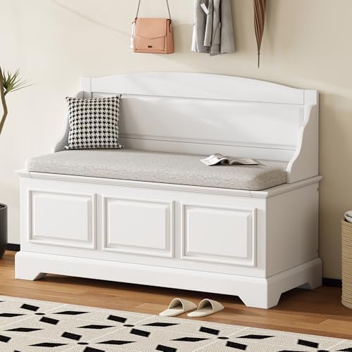 LUMISOL Shoe Storage Bench with Seating, 41.7” Farmhouse Entryway Bench with ...