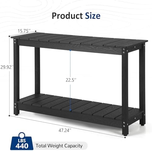 Outdoor Console Table, 48" Weather Resistant HIPS Patio Side Table