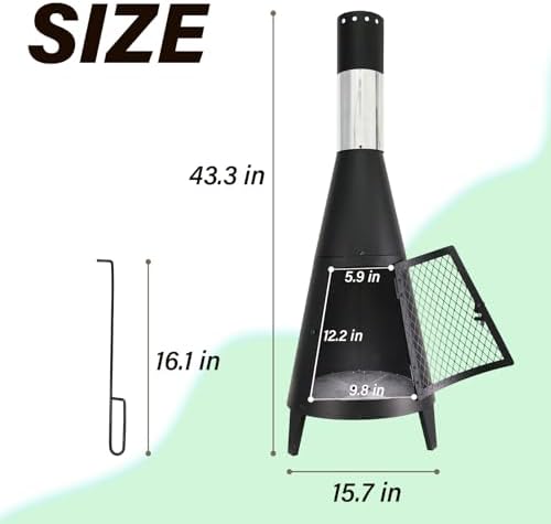 BDL Outdoor Chiminea Fireplace Wood Burning Fire Pit for Patio