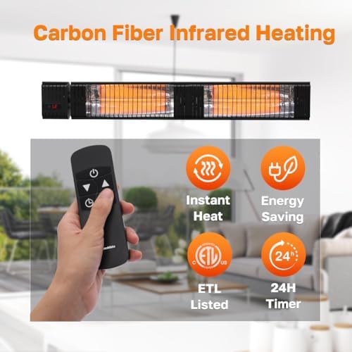 ThermoMate Infrared Electric Patio Heater, 3000W Carbon Fiber Heating for Out...