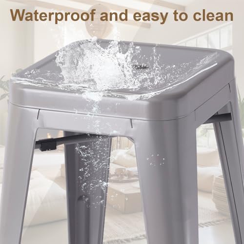 VENI HOME Stackable Metal Bar Stool Backless Indoor-Outdoor Counter Stools Fu...