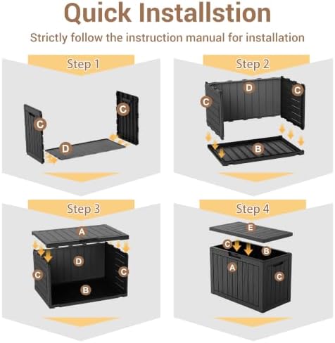 DRATO 60 Gallon Outdoor Storage Box Waterproof, Lockable Deck Box, Black
