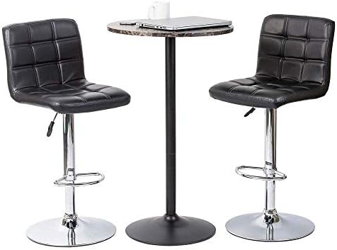 Pearington Lucia Round Cocktail Bar, Pub, and Bistro Table with Faux Marble T...