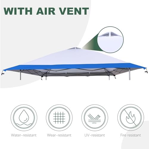 Blue 13x13 FT Replacement Canopy Cover with Air Vent Silver Coated