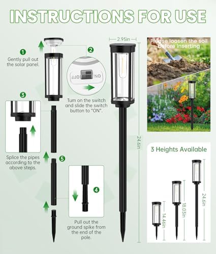 BITPOTT Bright Solar Pathway Lights Outdoor, 8 Pack Solar Powered Garden Ligh...
