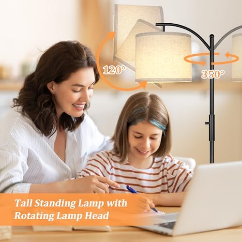 ROTTOGOON Dimmable Floor Lamp, Arc Floor Lamps for Living Room, Stepless Dimm...