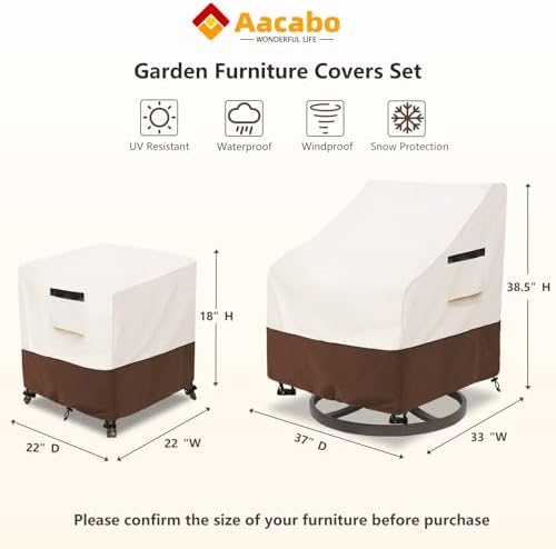 Patio Furniture Set Covers for 3 Piece Outdoor Bistro,Waterproof 100% Outdoor...