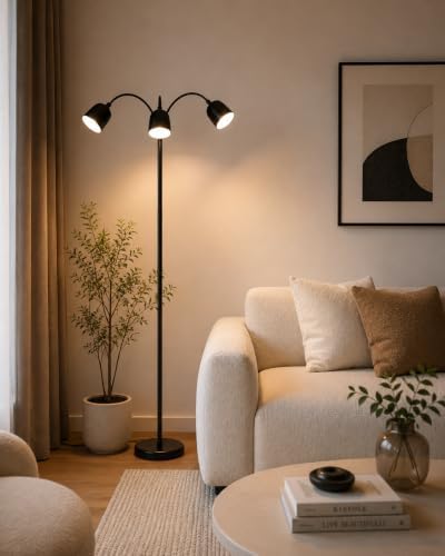 1700K Ultra-Warm 3-Head Floor Lamp, 80.7" Tall Standing Lamp with Steple...