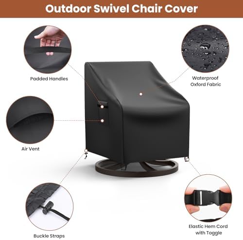 Mrrihand Patio Chair Covers, 2 Pack Outdoor Swivel Lounge Chair Cover, Heavy ...