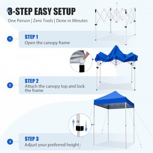 EAGLE PEAK 5x5 Pop Up Canopy Tent, Blue