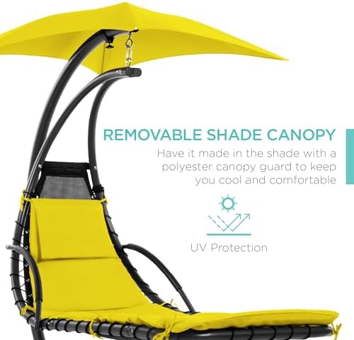 Best Choice Products Outdoor Hanging Curved Steel Chaise Lounge Chair Swing w...