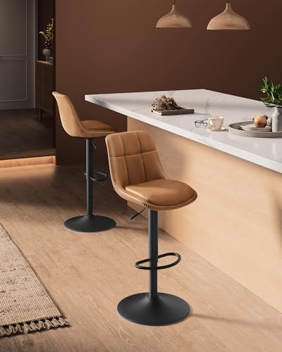 VASAGLE Bar Stools Set of 2, Swivel, Adjustable Height, Quilt