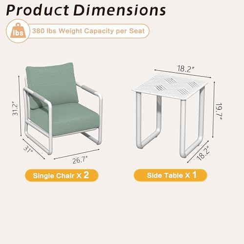 3-Piece Modern Aluminum Patio Sofa Set with Coffee Table, Deep Seating Conver...