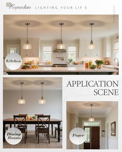 EAPUDUN Modern Farmhouse Pendant Light, 1-Light Industrial Hanging Light Fixt...