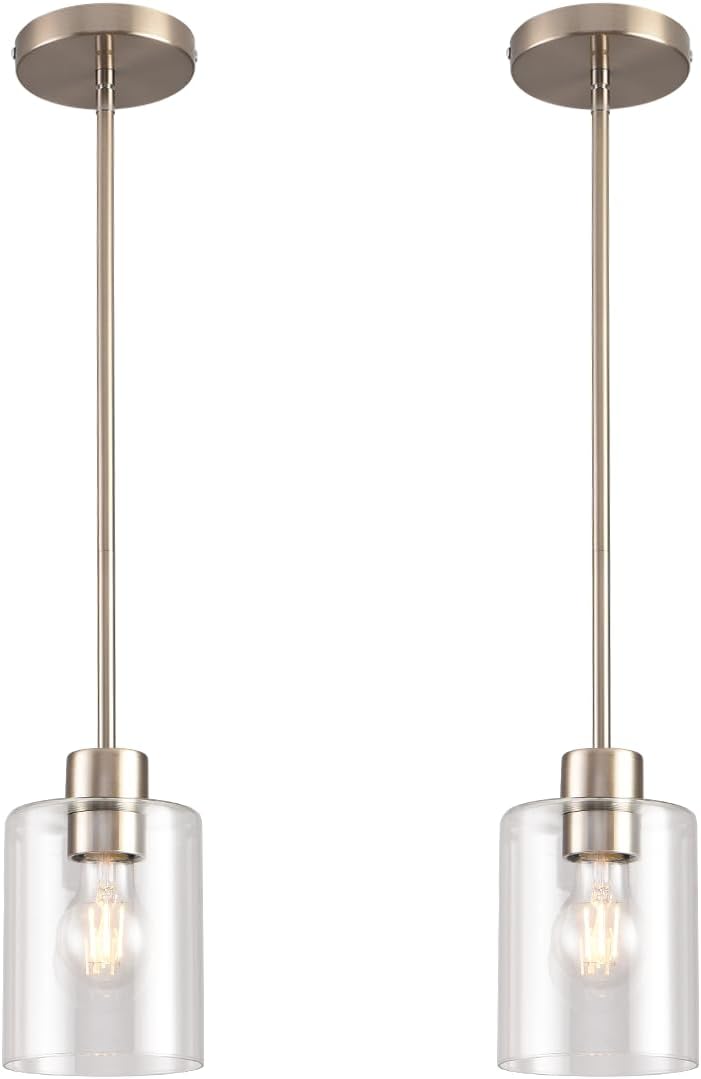 Brushed Nickel Pendant Lights,Modern Farmhouse Pendant Light,Light Fixture Ki...