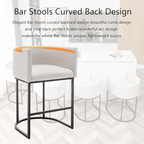 Bar Stools Set of 2, Modern Barstools with Back, Barrel Bar Chairs with Metal...