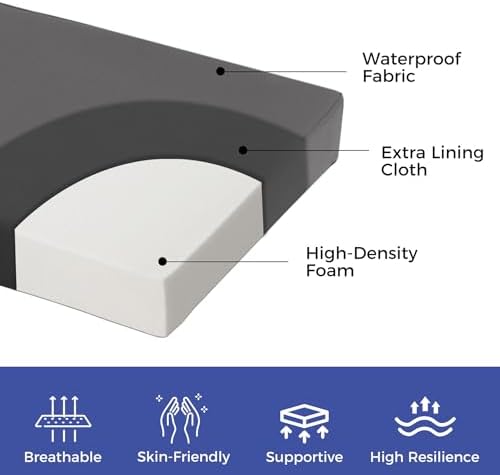 IPYNBAP Outdoor Bench Cushion Waterproof, 48x18x3 Inch, Dark Grey