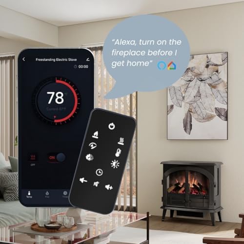 Modern Ember Harlowe Freestanding Electric Fireplace Stove Heater in Black wi...