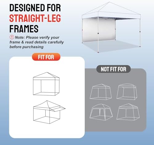 CROWN SHADES Sidewall Only for 10x10 Pop up Canopy Tent (1pc, Black)