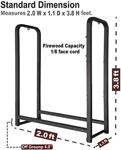 Firewood Rack Stand 2ft Heavy Duty Logs Holder for Outdoor Indoor Fireplace M...