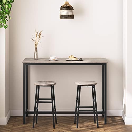 MAHANCRIS Bar Stools, Set of 2 Round Bar Chairs with Footrest, 24.4 Inch Kitc...
