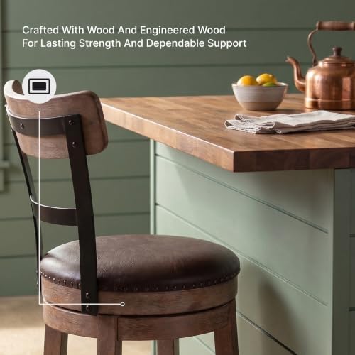 Signature Design by Ashley Pinnadel Counter Height Swivel Bar Stool, Brown