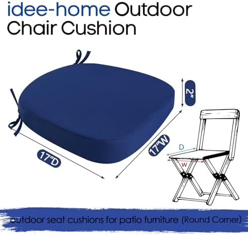 idee-home Outdoor Chair Cushions Set of 4, 17" x 17" D-Shaped
