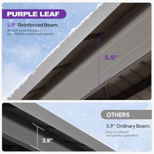 PURPLE LEAF Metal Gazebo 12' x 20' Champagne Galvanized Steel Double ...