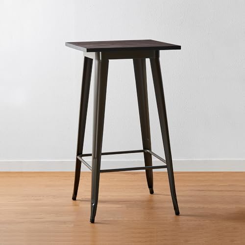 Glitzhome Square Bar Table, 41.25" H Elm Wood Top Bistro Pub Table with ...