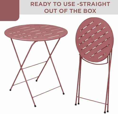Alpine Corporation VTFAM168A-RD 3-Piece Red Metal Folding Bistro Set – 20&quo...