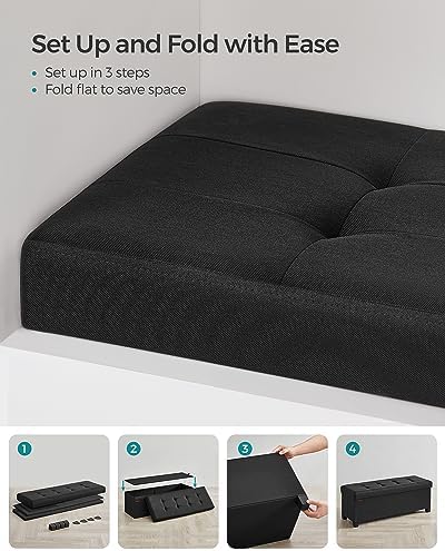SONGMICS Storage Ottoman Bench, Foldable Foot Rest with Legs