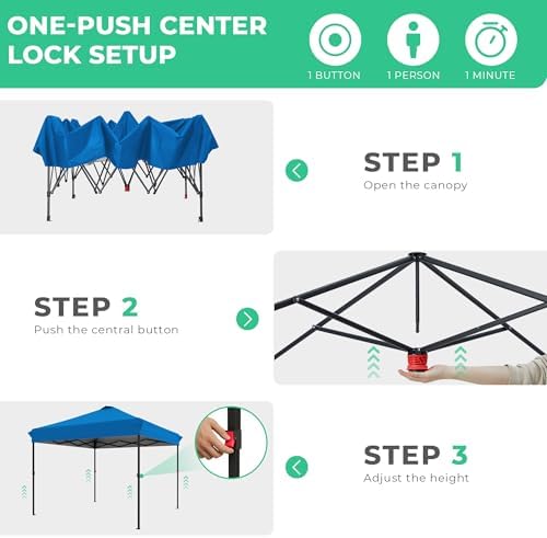 JEAREY 10x10 Pop Up Canopy Tent, Easy Up Outdoor Market Canopy, Royal-Blue
