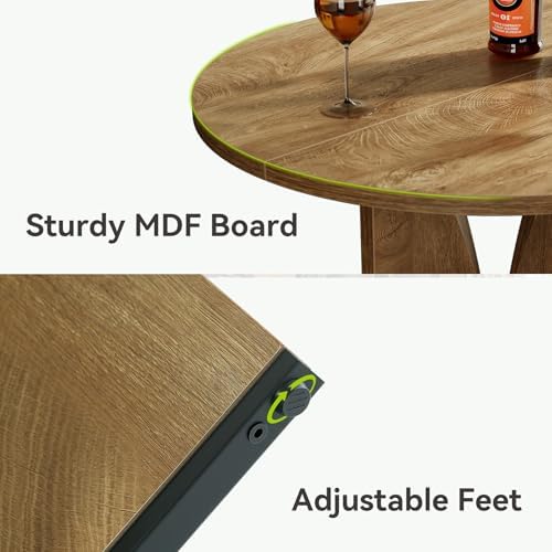 LITTLE TREE Round Bar Table, 31.5 Inches Counter Height Cocktail Table, Woode...