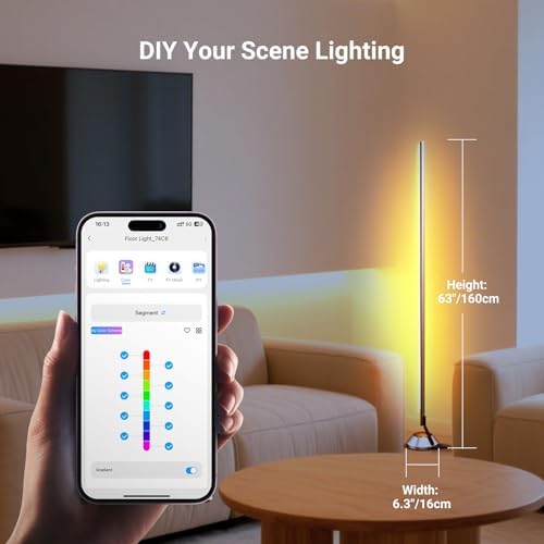 NEEWER Smart RGB IC W Floor Lamp, 1500lm LED Standing Corner Light Compatible...
