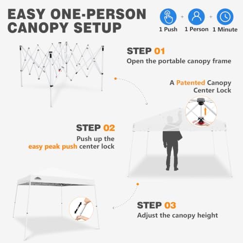 EAGLE PEAK 10x10 Slant Leg Pop Up Canopy Tent, White