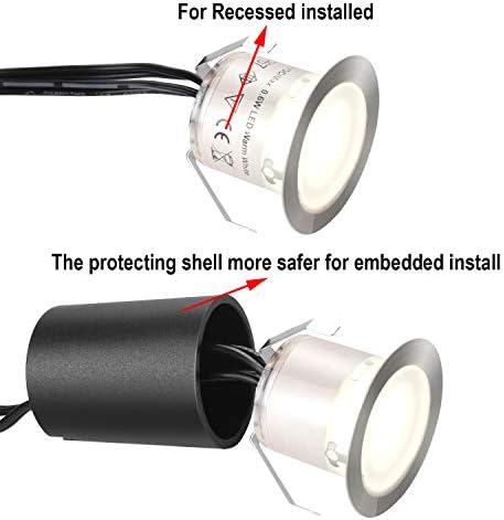 SMY Lighting Recessed LED Deck Light Kits with Black Protecting Shell φ32mm, ...