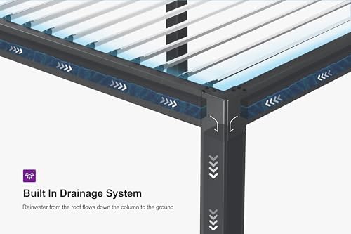 PURPLE LEAF Louvered Pergola 11' x 18' White Roof Aluminum Frame for ...