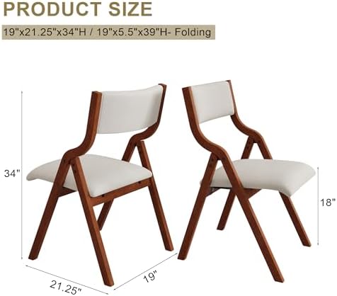 Ball & Cast Upholstered Folding Chairs Set of 2,with Padded Seat,Wooden P...