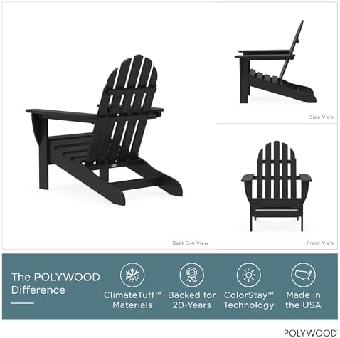 POLYWOOD AD4030BL Classic Outdoor Adirondack Chair, Black