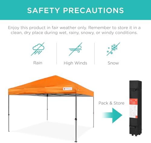 Best Choice Products 10x10 Pop Up Canopy Tent, EZ Setup, Orange
