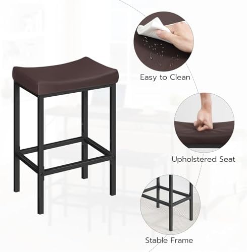 HOOBRO Bar Chairs, Set of 2 Counter Height Saddle Stools with Curved Surface,...