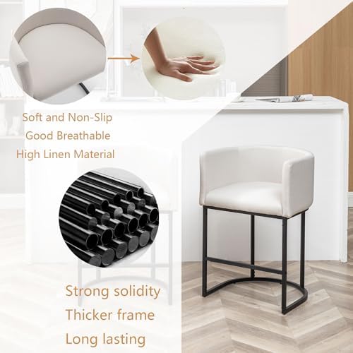 Bar Stools Set of 2, Modern Barstools with Back, Barrel Bar Chairs with Metal...