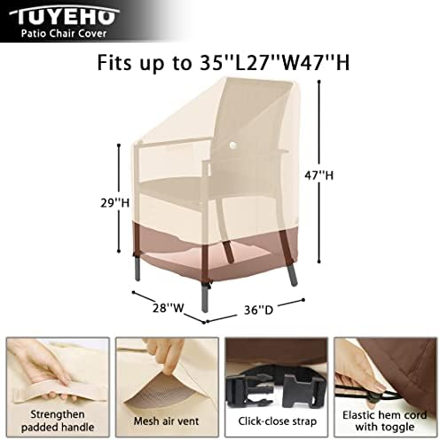 Tuyeho Stackable Patio Chair Cover 36x28x47 Waterproof Outdoor 900D