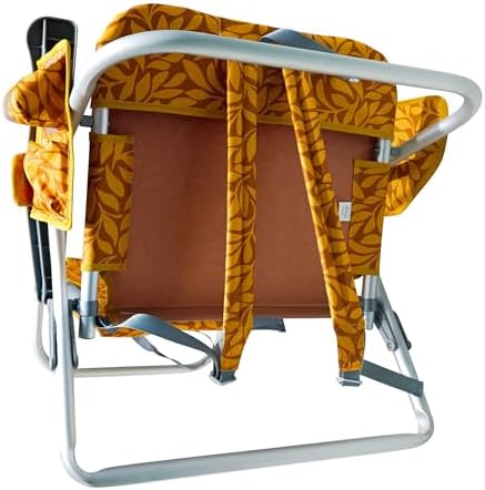 Bliss Hammocks Folding Backpack Beach Chair Recliner, Amber Leaf