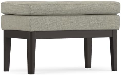 SIMPLIHOME Carlson 27" Wide Woven Fabric Rectangle Ottoman in Greige