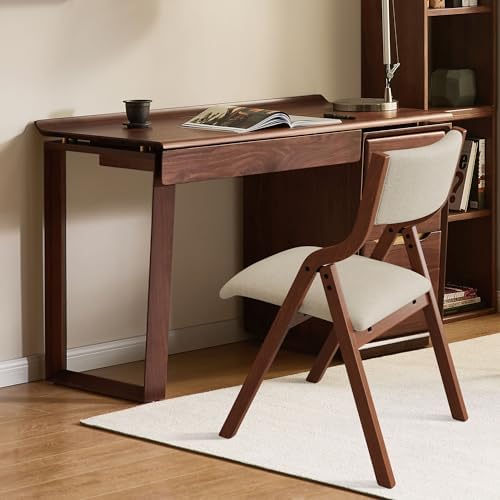 Ball & Cast Upholstered Folding Chairs Set of 2,with Padded Seat,Wooden P...