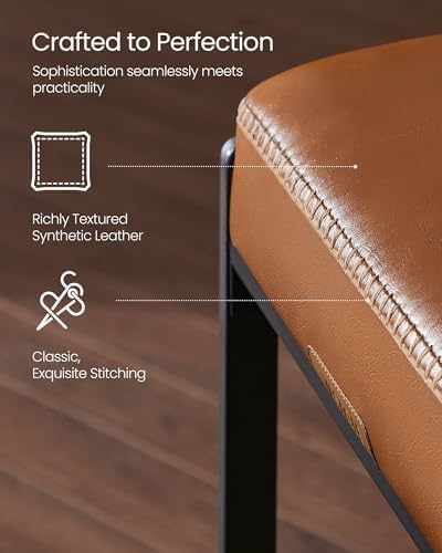 VASAGLE Bar Stools Set of 4, Counter Height, PU Leather, 26-Inch