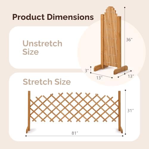 VINGLI 2Pcs Expandable Garden Fence with Arched Top, 31.5in Freestanding Latt...