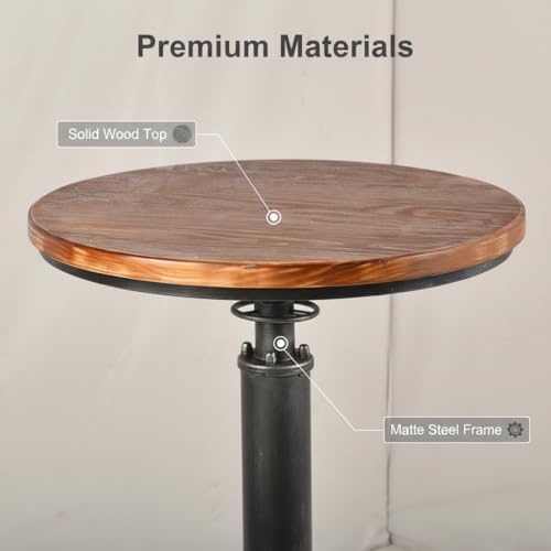 LOKKHAN Industrial Bar Table 38.6"-48.4" Height Adjustable Swivel R...